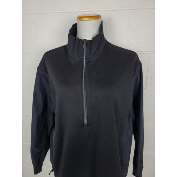 Athleta Womens Triumph Hybrid Half Zip Pullover Sweatshirt‎ Black Large - Picture 2 of 10